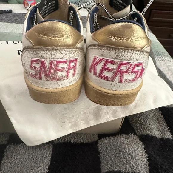 Golden Goose BallStar Sneakers with Gold Star and red bottoms size 37 - Picture 3 of 12